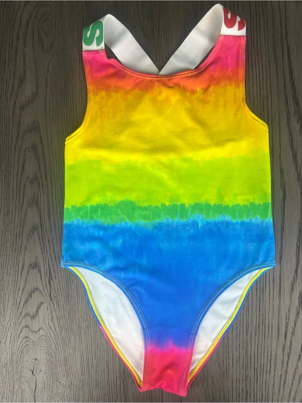 Stella McCartney Kids Rainbow Girls Swimsuit, Size 10